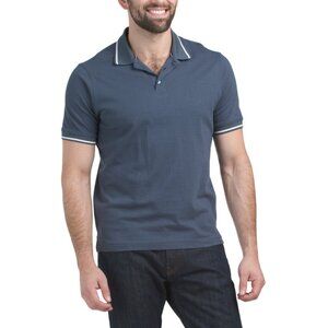 KENNETH COLE Dark Blue Textured Polo